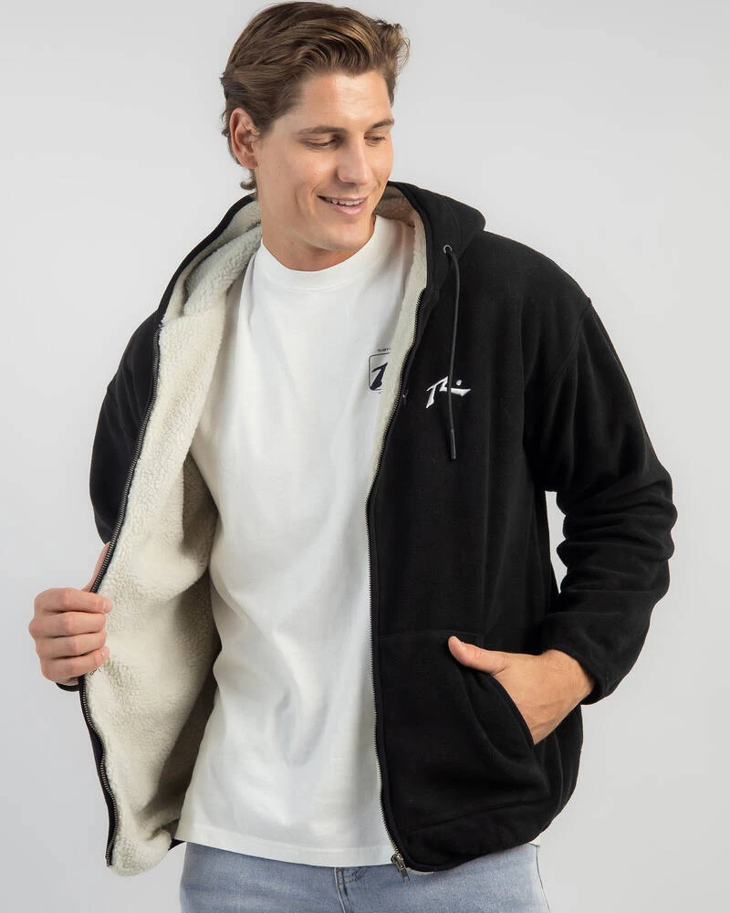 Rusty In Line Sherpa Zip Thru Polar Fleece Sweatshirt